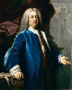 Jacopo Amigoni Portrait of a Gentlemen in Blue Jacket oil